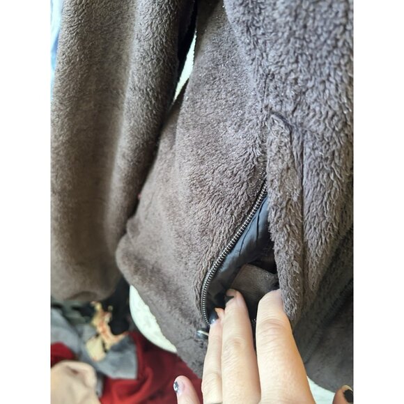 The North Face Chocolate Brown Fleece Women's Sz M Full Zip Pockets Logo Jacket - Picture 6 of 13